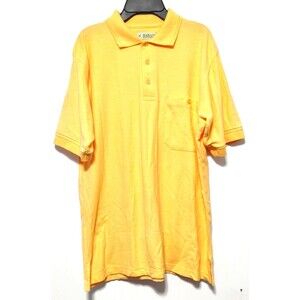 Mens Yellow Polo Shirt Size Medium Short Sleeve Button Collar Casual Golf Tee